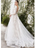 Classic Ivory Lace Tulle V Back Wedding Dress Classic Ivory Lace Tulle V Back Wedding Dress